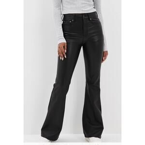 American Eagle Faux Leather High Waisted Flare Leg Pants Black 6